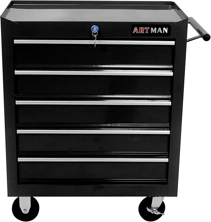 5 Drawers Rolling Tool Chest Cart ,24.2*12.9*29.9"Tool Storage Cabinet With 4 Wheels.Portable Tool Cabinet Trolley With Locking System and Drawer Liners.Tool Storage Cart for Garage,Workshop