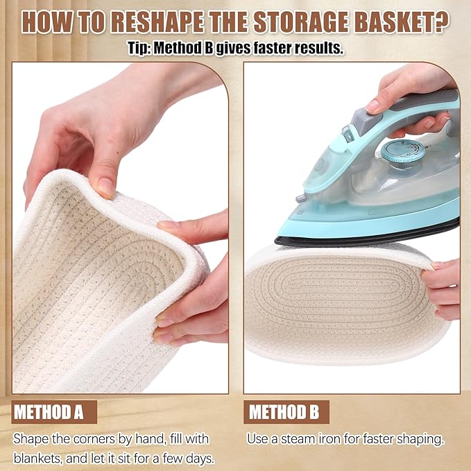 Yinkin 12 Pack Small Storage Basket Cute Natural Cotton Rope Woven Basket Tiny Boho Decorative Toy Storage Bin Gift Baskets for Home Organizing, Closet, Shelf, Nursery, Bathroom(Oval,Beige)