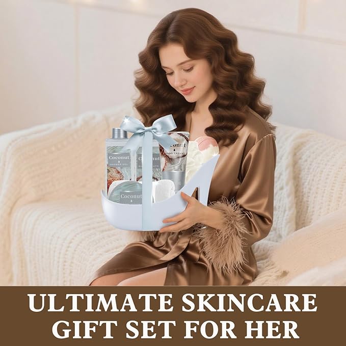 Spa Luxetique Valentines Day Gifts for Women High Heel Gift Set for Women 8pcs Spa Gifts for Womens Tropical Coconut Escape Birthday Gifts for Womens Wife Girlfriend Friend