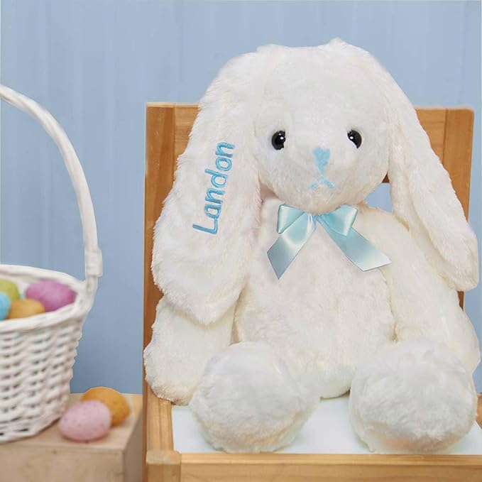 Personalized Easter Bunny Rope Basket (Blue)