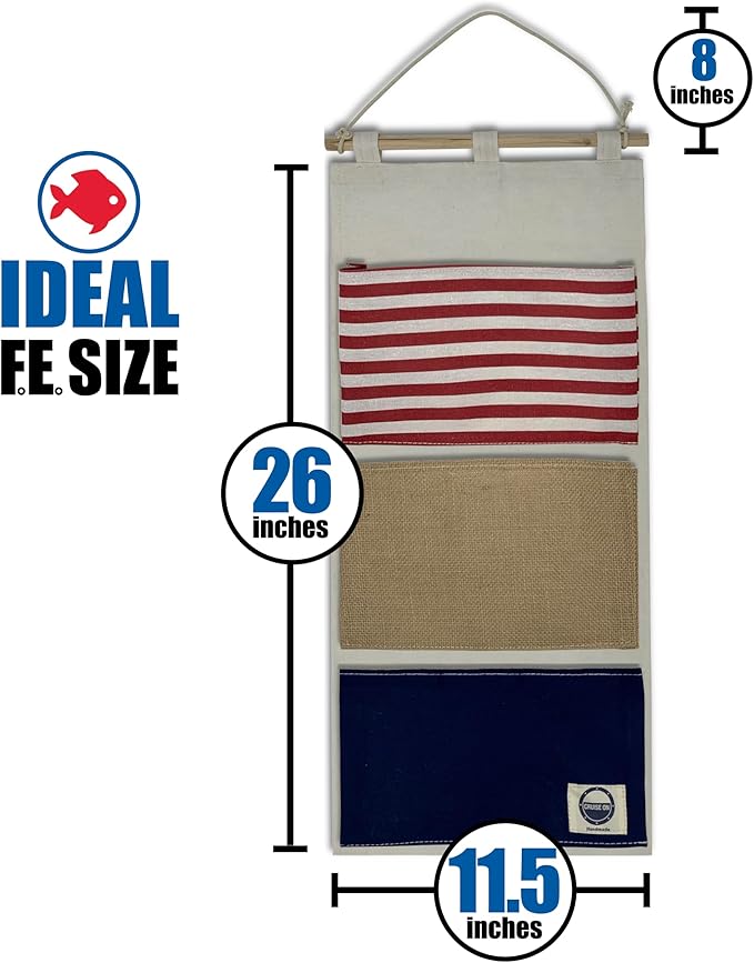 Cruise On Fish Extender Disney Cruise Gifts, 3-Pocket Hanging Organizer with Pockets, Fish Extender Hanger Fits Cabin Door, Ideal for Disney Cruise Line 2026 & 2027