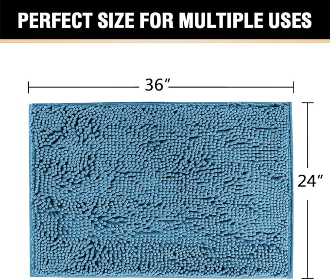 H.VERSAILTEX Bath Mat for Bathroom Non Slip Luxury Chenille Ultra Soft Bath Rugs 24x36 Absorbent Non Skid Shaggy Rugs Washable Dry Fast Plush Area Carpet Mats for Indoor, Bath Room, Tub - Dark Teal