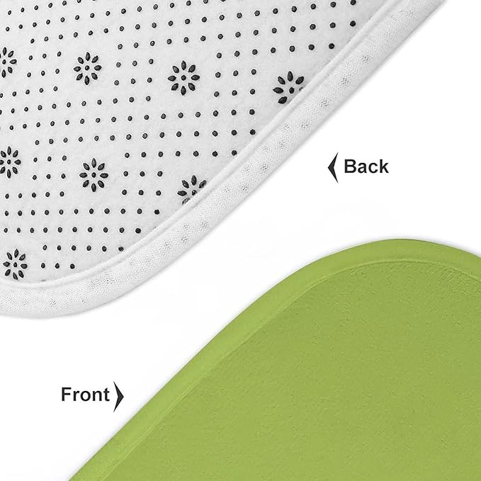 3 Pieces Bath Rug Sets, Lime Green Trend Color Bathroom Mat Set Non Slip U Shaped Contour Rug & Toilet Lid Cover