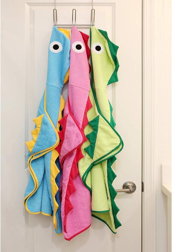 Premium Kids Dinosaur Design Hooded Towel | 100% Cotton Heavyweight Terry Cloth | Bath, Beach Towel for Boys & Girls (Green)