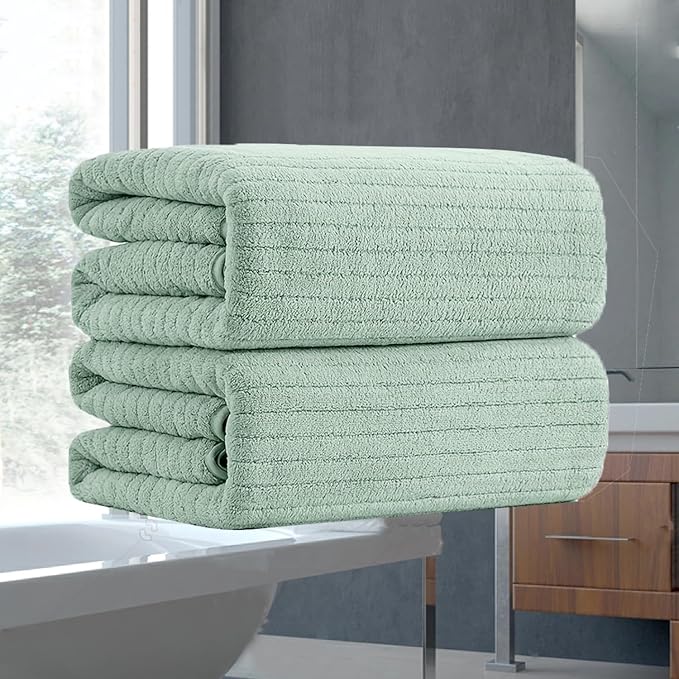 Hailea Hand Towels Set 16x31 Inches,Soft Microfibers Bathroom Towel Set 2 Pack,Highly Absorbent Quick Dry Luxury Towel Hotel Spa Gym Hand Towel Collection for Bathroom,Green