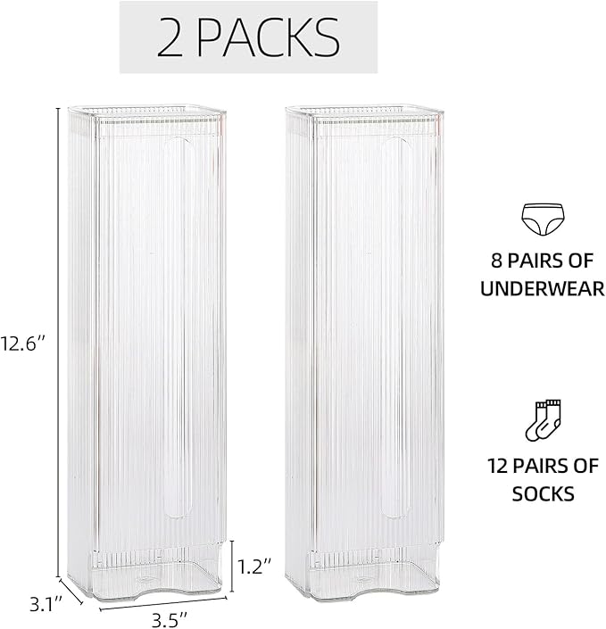 acDesign 2PCS Wall Mount Sock Underwear Drawer Organizer, Wall Hanging Underwear Storage Box for Wardrobe Cabinet Bedroom Socks Lingerie