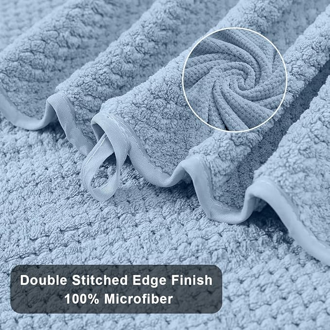 8-Piece Blue Bath Towels Set,2 Oversized Large Bath Towels Sheet,2 Hand Towels and 4 Washcloths - 600 GSM Soft Luxury Towel Set,Highly Absorbent Quick Dry Towel Collection for Bathroom,Hotel and Spa