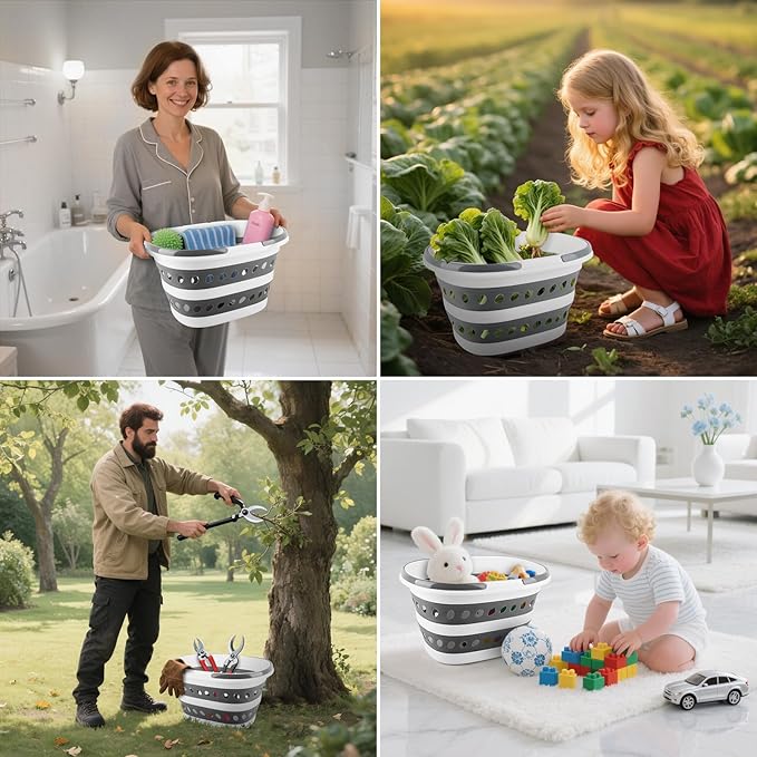 Laundry Basket Collapsible, 16L Small Clothes Hamper Pop-Up Laundry Baskets with Handles, Foldable Plastic Bin Storage Containers for Clothes Baby Kids Hamper Storage Organizer for Dorm Room Bathroom