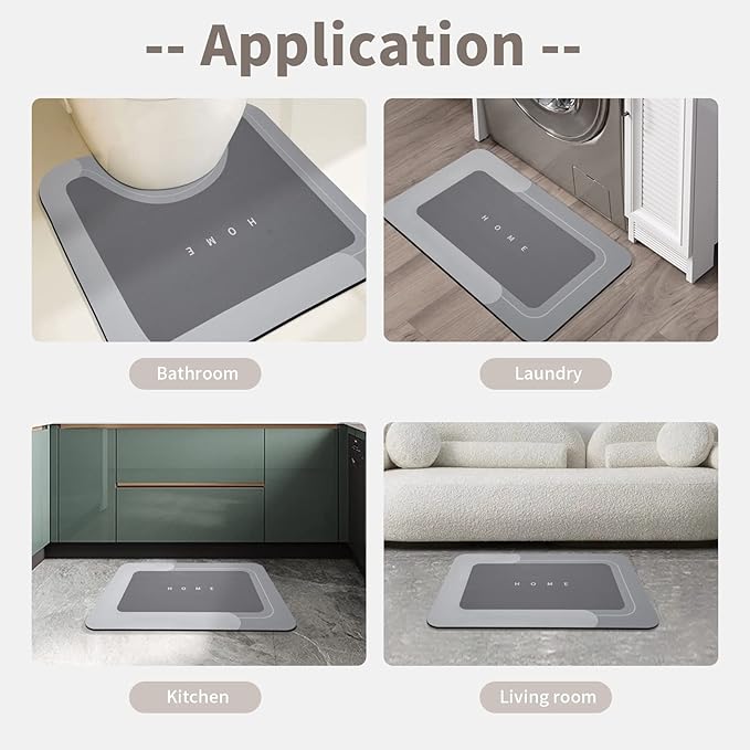 2PCS Absorbent Bath Mat Magic Rug Sets, Quick Drying Bath Mat Non-Slip Floor Rug Rubber Backed for Bathroom Kitchen Shower Sink, Water Absorbent (19.7''x23.6''+19.7''x31.9'', Dark Gray)