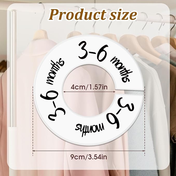 Baby Closet Dividers, Set of 6 Baby Closet Size Dividers, Baby Hanger Dividers By Age from Newborn to Toddler, Organize Nursery Hangers for Clothes