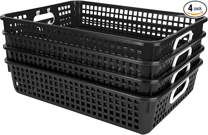 Really Good Stuff 14x10 Desktop Paper Storage Basket - Black