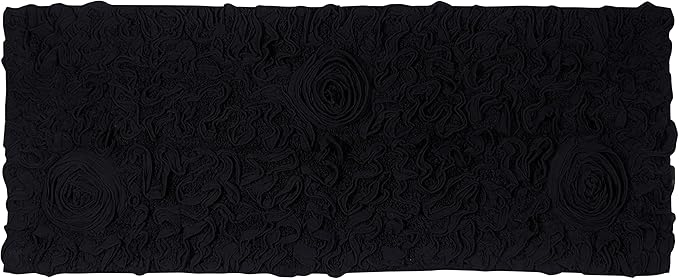 Home Weavers Bell Flower Collection 100% Cotton Tufted Bath Rugs, Extra Soft and Absorbent Bath Rugs, Non-Slip Bath Mats, Machine Washable, Bath Mats for Bathroom Floor and Tub, 21"x54" Runner, Black