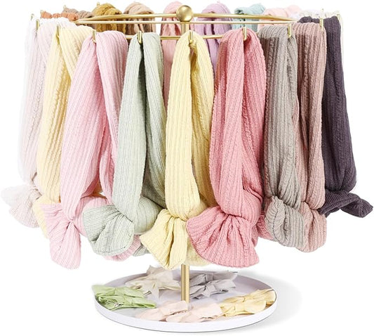 POVETIRE Baby Headband Holder Hair Bow Organizer for Girls,Metal Hair Ties Display Nylon Hairband Storage Head Wrap Stand Accessories Organizer for Newborn Infant Toddler