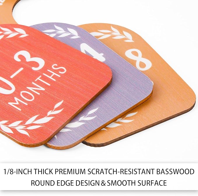Baby Closet Dividers Clothes Organizer Baby Shower Nursery Decor Wooden Double-Sided Colorful Hanger for Newborn to 24 Months