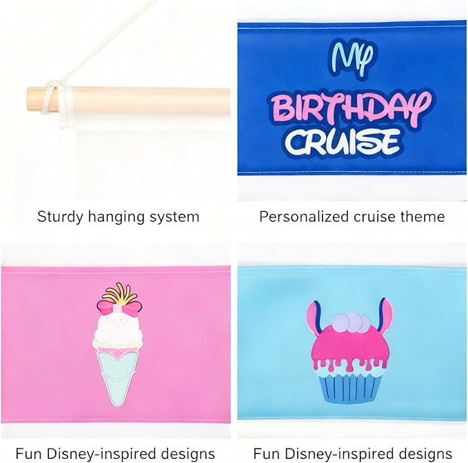 Birthday Fish Extender Hanger for Disney Cruise Gift Exchange Pixie Dust DCL Door Hanging Mail Box Bag Personalized 2025 2026 (3 pockets)