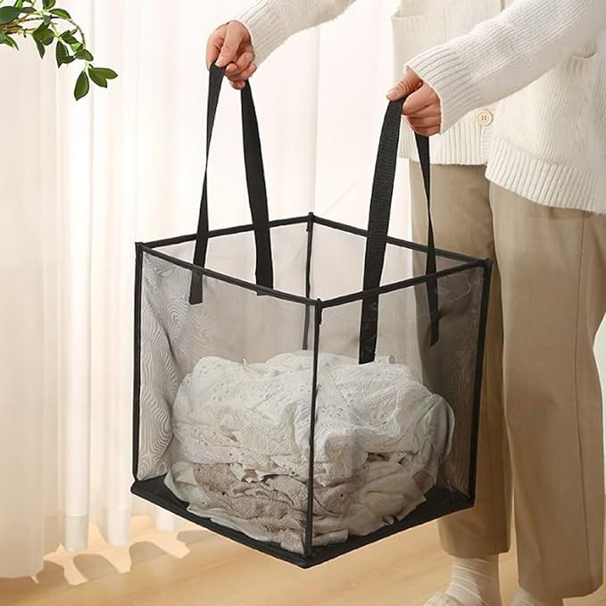 4 Pack Popup Laundry Hamper, Small Collapsible Mesh Laundry Baskets Dirty Clothes Basket with Handle Cube Storage Basket for Washing Storage,Toy Storage,Dorm and Travel(White,13 Inch)