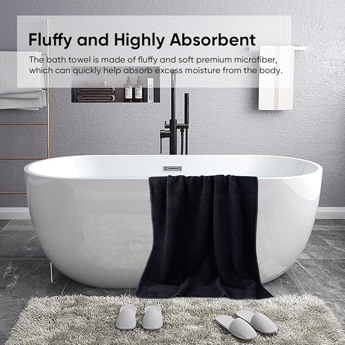 HOMEXCEL Bath Sheets Towels Set Pack of 2 (35 x 70 Inches), Ultra Soft Bath Towels for Bathroom, Lightweight and Quick Drying Towel for Body, Yoga, SPA, Fitness, Black