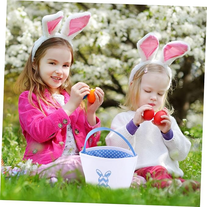 1Pc Theme Bunny Basket with Plush Tail Cute Cartoon Rabbit Candy Storage Holder for Treats Festival Basket