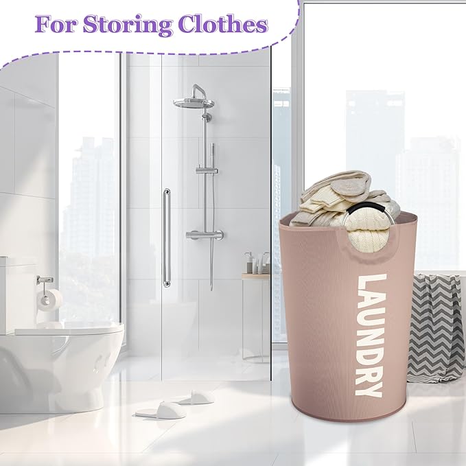 125L Extra Large Laundry Basket with Handles, Folding Dirty Clothes Hamper, Independent Laundry Hamper in 600D Oxford Fabric, Rugged Storage Basket for Family, Dorm, Khaki