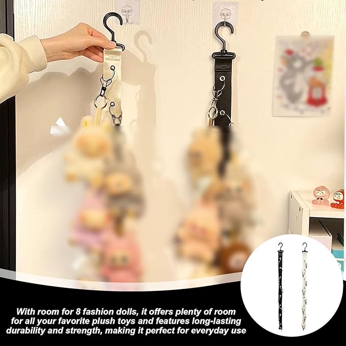 2pcs Plush Toy Display Strap For15-17cm Blind Box Style Dolls,Stuffed Doll Storage With 8 Clip,Organizer,Display,Plush,Hanging Display,Wall & Over Door Organizer