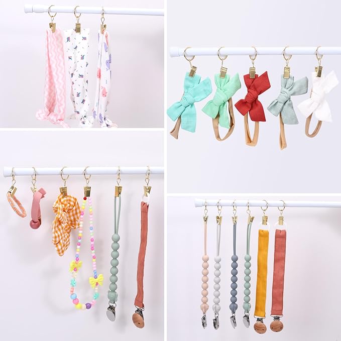 POVETIRE 30 Pack 2.5 Inch Rubber Gold S Hook for Hanging Baby Headband Hair Accessories Baby Bib NecklaceJewelry Hat Holder