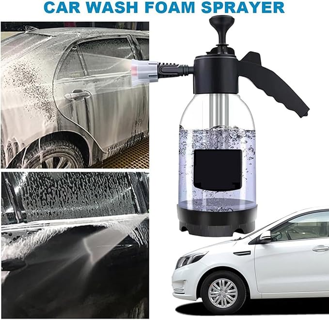2L High Pressure Car Wash Sprayer, Hand Pressure Snow Foam Car Wash Sprayer, Foaming Sprayer, Hand Pressurized Soap Sprayer for Home Cleaning, Spraying Weeds, Car Detailing, Garden (A, One Size)