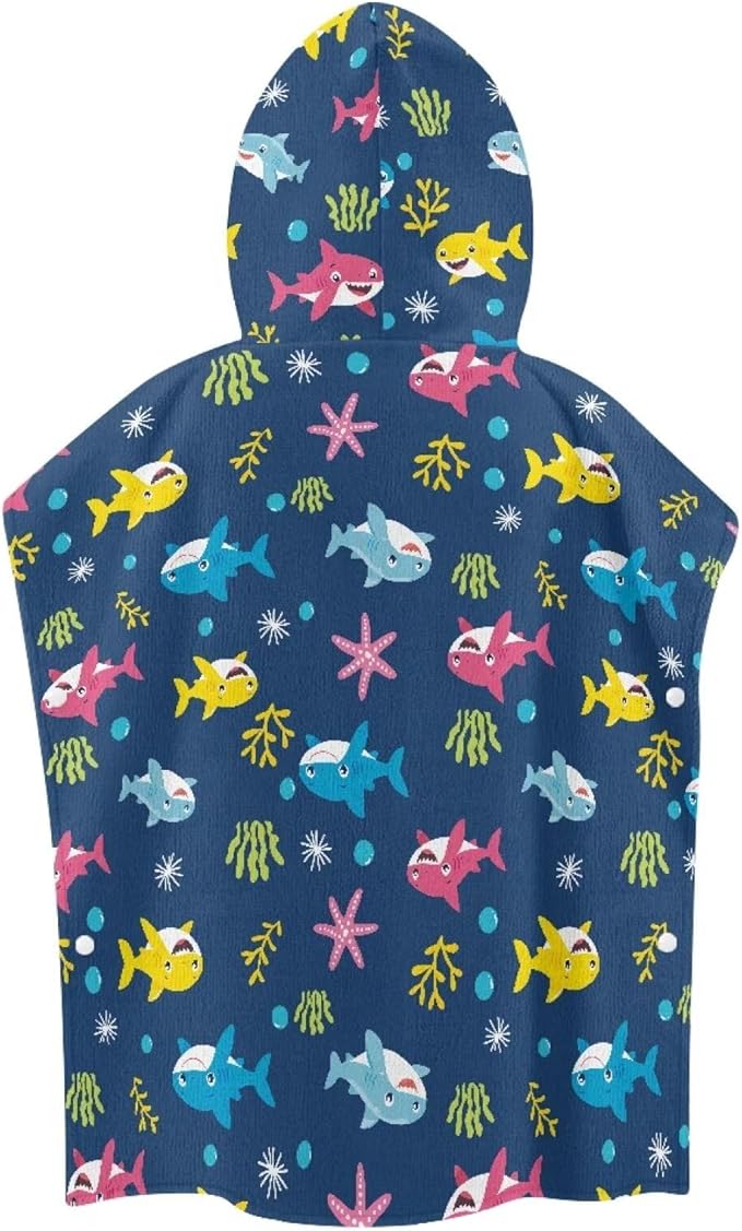 Baby Bath Towel Hooded Ultra Soft Towel Highly Cartoon Shark Bath Pool Beach Soft Hooded Towel Wrap for Toddler and Kids Toddlers Shower Decorations for Boys Girls