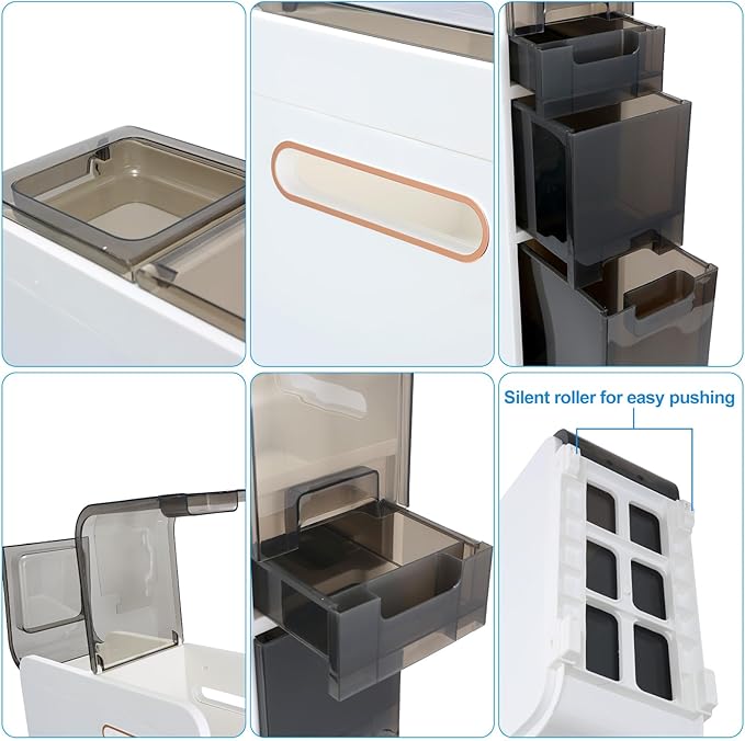 Ultra Thin Bathroom Locker Plastic Locker with Drawers for Living Room, Bathroom, Kitchen, Room and Other Small Items(3 Tiers)