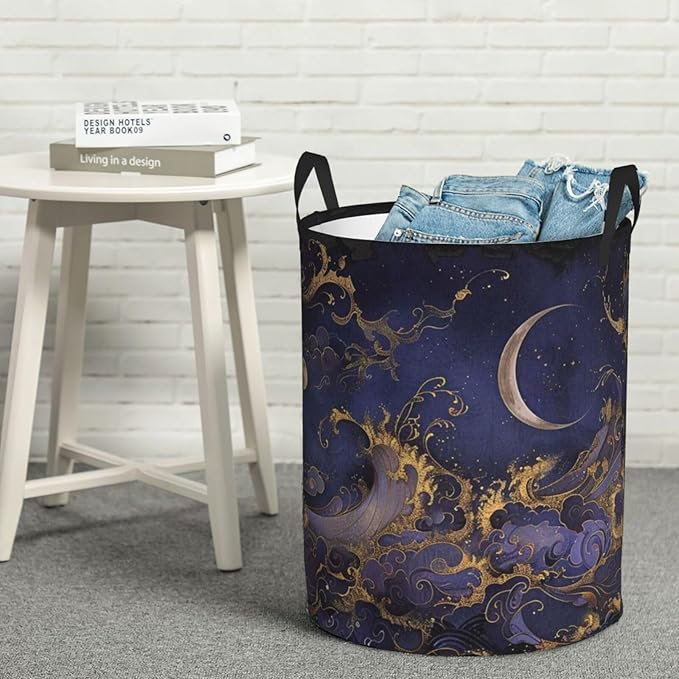 Purple Laundry Basket Starry Sky Decor,Waterproof Laundry Hamper Celestial Decor Collapsible Laundry Baskets With Handles,Toy/Clothes Storage Basket For Home Bedroom Bathroom Decor