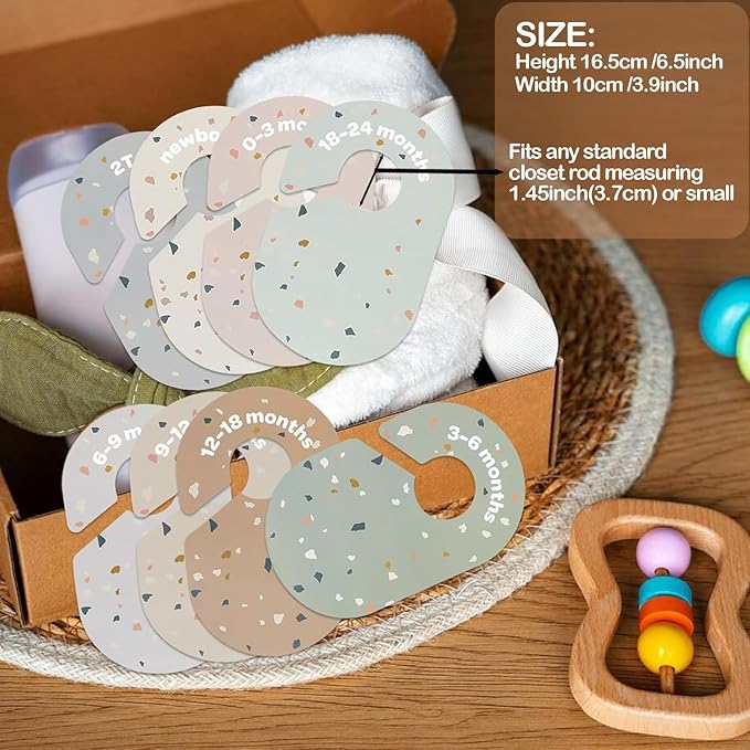 8 Pack Baby Closet Divider, Baby Wardrobe Organizer, Double-Sided Colorful Hanger Dividers for Newborn to 24 Months