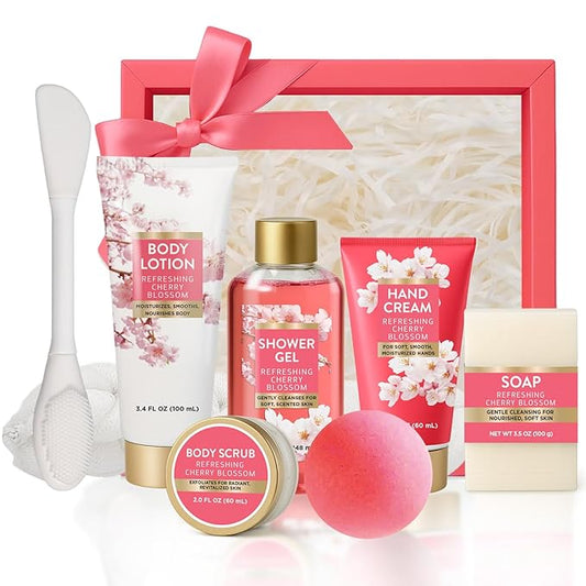 Spa Luxetique Gifts for Women 8pcs Bath and Body Works Gift Set for Women Cherry Blossom Spa Gift for Womens Self Care Birthday Gifts for Womens Wife Sister Girlfriend Friend Valentines Day Gift