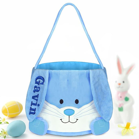 Easter Basket, Touber Easter Bunny Basket, Personalized Easter Baskets for Kids, Easter Gifts Basket for Girls Baby Children - Plush Baskets Blue