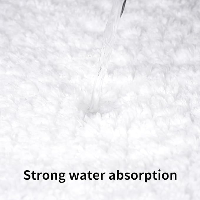 3 Pieces Luxury Bathroom Rug Set with U-Shaped Toilet Rug, Non-Slip Rubber Bottom, Thick Microfiber Fluffy Plush, Water Absorption, Quick Dry, Ultra Soft, Bath Mats for Bathroom, Tub(White)