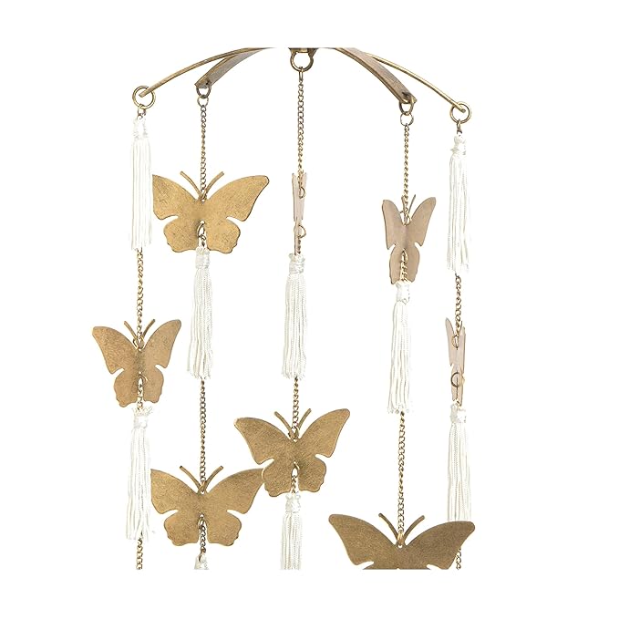 Crane Baby Handcrafted Brass Ceiling Hanging for Nursery, Butterfly Nursery Decor for Girl, 6"x 6" x 36", Baby Girl Nursery Decor, Butterfly Decoratioin