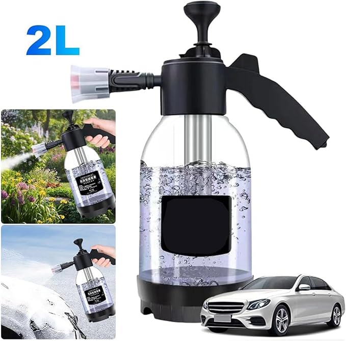 2L High Pressure Car Wash Sprayer, Hand Pressure Snow Foam Car Wash Sprayer, Foaming Sprayer, Hand Pressurized Soap Sprayer for Home Cleaning, Spraying Weeds, Car Detailing, Garden (B, One Size)