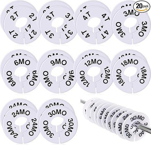 Blulu 20 Pack Clothing Rack Size Dividers Round Hangers Dividers