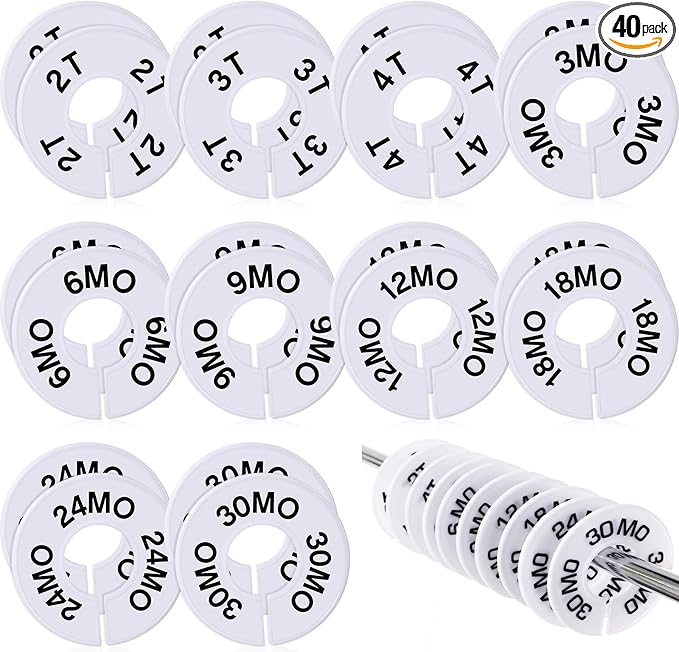 Blulu 40 Pack Clothing Rack Size Dividers Round Hangers Dividers