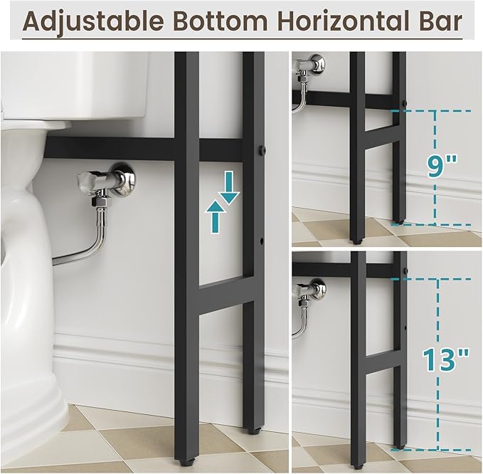 Over The Toilet Cabinet for Bathroom Storage, Over Toilet Storage Cabinet, Above Toilet Storage with 2 Doors and Adjustable Shelf Space Saver Cabinet Over Toilet Bathroom Organizer (Espresso)