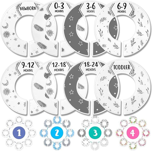 Eli with Love Baby Closet Dividers (Boho) – Fits 1.5" Rod - Set of 8 Closet Size Dividers – Baby Clothes Dividers for Closet – Organize Nursery Hangers Size/Age