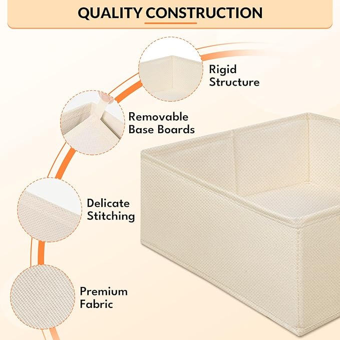 Drawer Organizer Clothes, 21 Pack Dresser Organizer for Baby Clothes, Underwear, Socks, 3 Sizes Foldable Closet Organization and Storage Bins for Nursery, Bedroom (Light Beige)