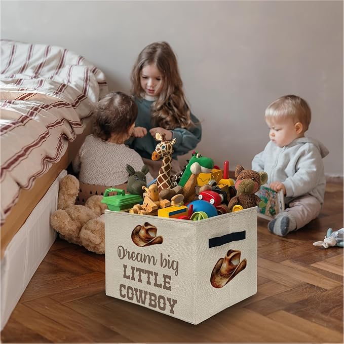 Western Cowboy Nursery Storage Bins Box, Toybox for Boys, Little Cowboy Western Foldable Storage Baskets Organizer for Bedroom Bathroom Boys Room Dorm Clothes Toys Books