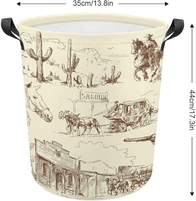 Wild West Desert With Cowboys Baby Laundry Hamper,Laundry Basket,Waterproof Storage Bin for Bedroom,Clothes Organizer Basket,Toys Box,Room Decor