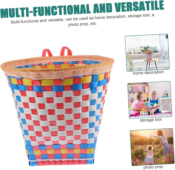 Rope Basket Boys and Girls Toy Box Pack Basket Woven Knapsack Small Knapsack Toy Organizer Random Color