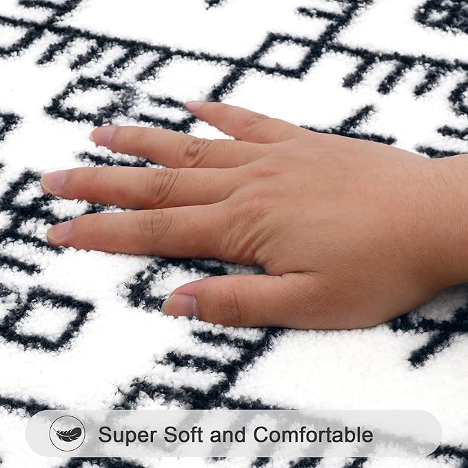 HEBE Bathroom Rug Set - 3 Piece Non Slip Shower Mats with U-Shaped Toilet Mat, Absorbent Microfiber Bath Mats for Bath Rugs, Washable Shaggy Floor Carpet