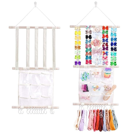 OOSAKU Headbands Holder for Girls Baby Hair Accessories Organizer Storage Wall Hanging Decor for Toddler Girls Room Wall Door Closet Hair Bows Organizer