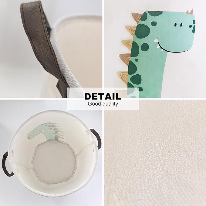 Mziart Kids Laundry Basket for Girls Boys, Cute Baby Laundry Hamper Waterproof Collapsible Large Storage Basket Nursery Toy Bin Home Decor Gift Baskets for Bathroom Bedroom 19.7 Inch (Green Dinosaur)