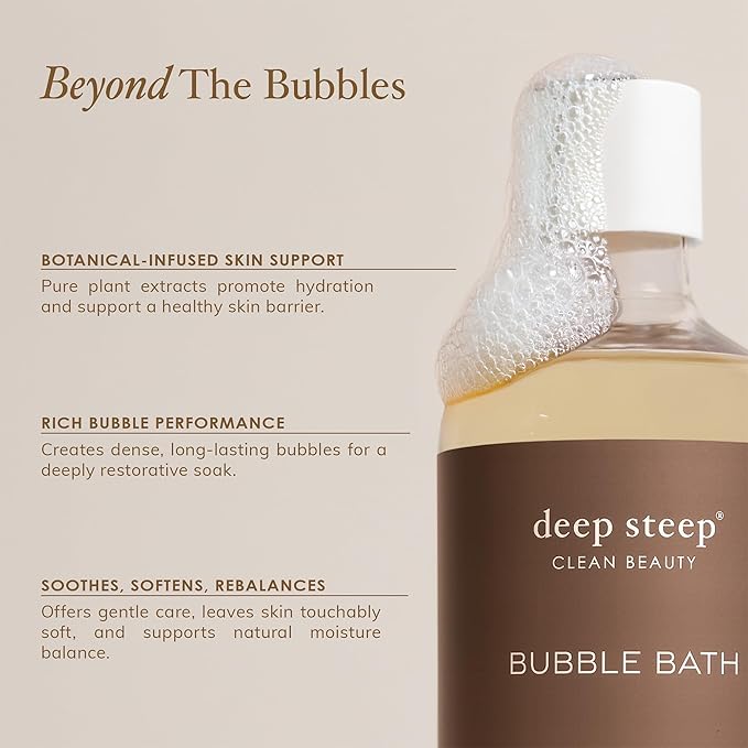 Deep Steep Mango Papaya Bubble Bath for Women, Hypoallergenic, Clinically Tested, Clean Formula for Sensitive Skin, Sulfate-Free, 17 fl oz Bottle, Essential Bath Accessories