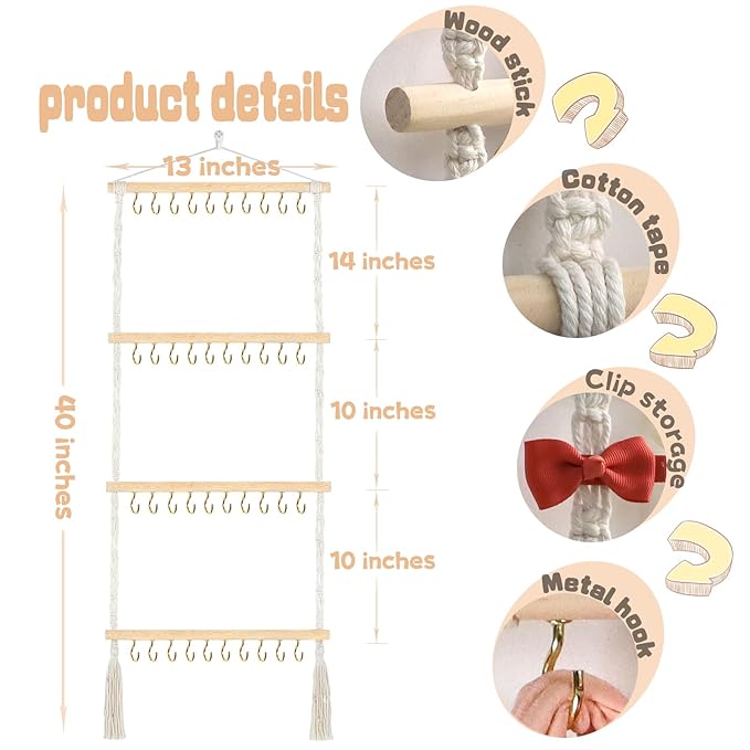 Headband Holder Head Bands Organizer for Girls, Baby Headbands Hair Accessories Organizer Storage Wall Hanging Decor for Nursery Toddler Girls Room