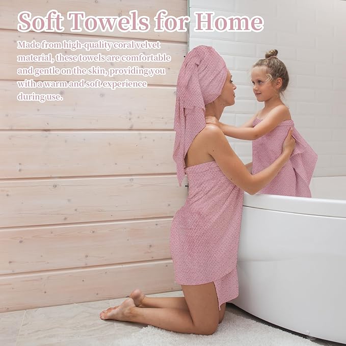 24 Pcs Towels Set 6 Bath Sheets 6 Washcloths and 12 Hand Towels, Reusable Absorbent Quick Dry Colorful Coral Velvet Towel for Shower Bath Spa Hotel Bathroom Supplies (Multicolor)