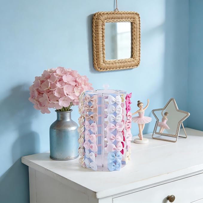 OOSAKU Headband Holder Bow Organizer for Girls,Baby Hair Clips Storage Stand, Hair Accessory Organizer Rack for Baby Newborn Infant Toddler Kids (YT-BXZ-9-lan)